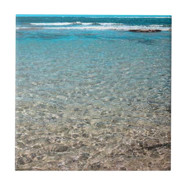 Blue Tropical Sea Beach Ceramic Tile (Front)