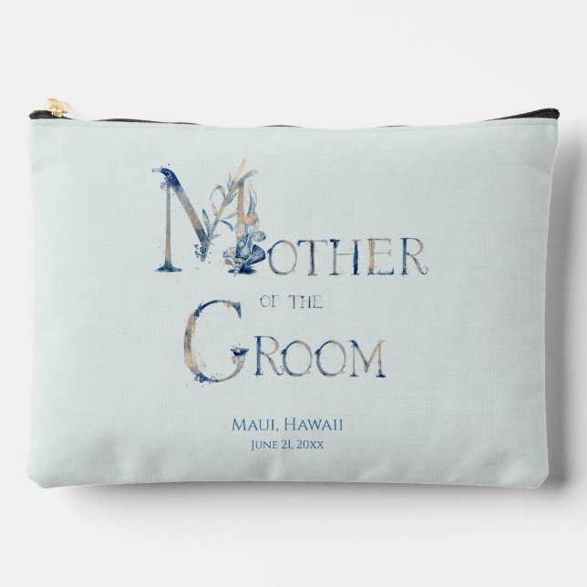 Blue Tropical Sea Wedding Mother of the Groom Accessory Pouch (Front)