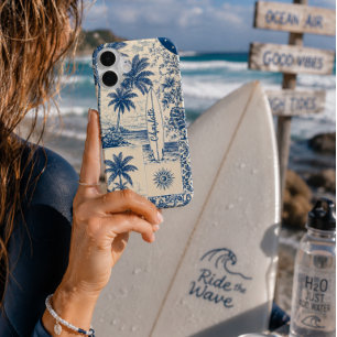 Blue Tropical Surfboard  iPhone 16 Case