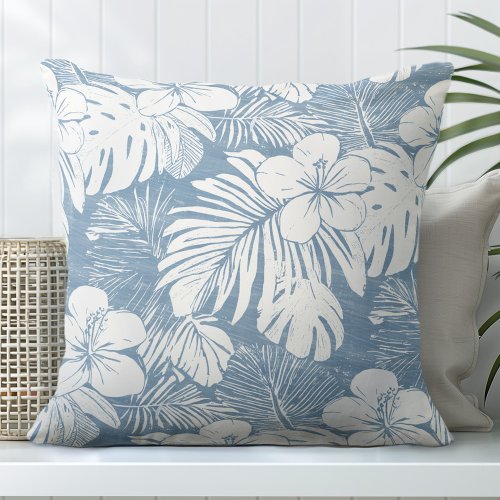 Blue Tropical Throw Pillow