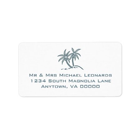 Blue Tropical Twin Palm Trees Rsvp Address Labels