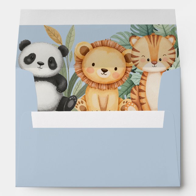 Blue Tropical Wild One Jungle Safari Animals  Envelope (Back (Bottom))