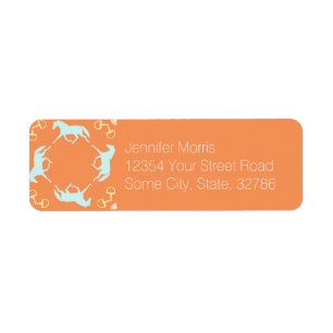 Blue Trotting Horses and Bits Pattern Label