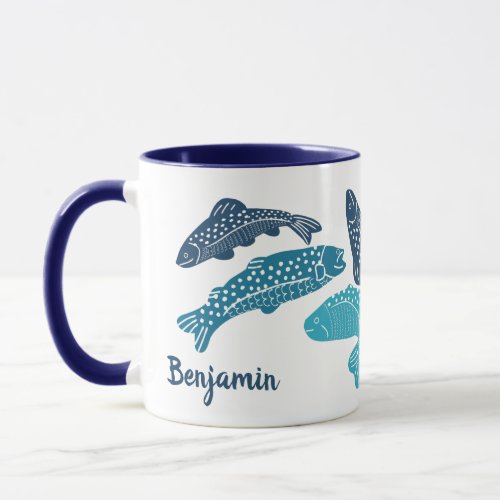 Blue Trout Fish Personalized Mug