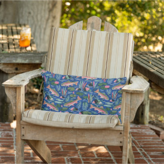 Blue trout pillow | Repeating pattern pillow
