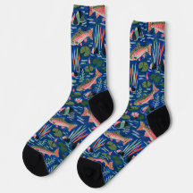 Blue trout socks | Repeating pattern socks