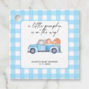 Blue Truck A Little Pumpkin Fall Baby Shower Favor Tags