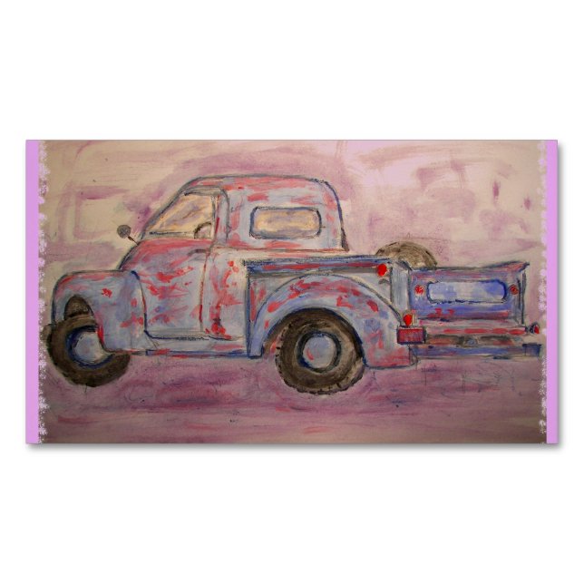 Blue Truck Business Card Magnet (Front)