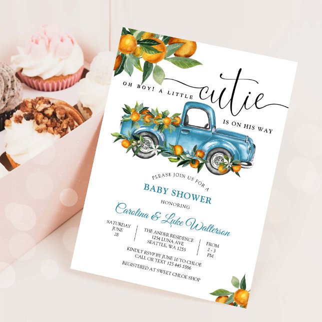 Blue Truck Citrus Baby Shower Invitation (Creator Uploaded)