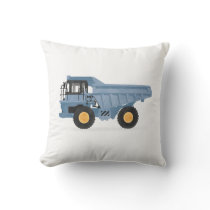 Blue Truck Construction Vehicle Boys Room Throw Pillow
