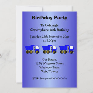 Blue Truck Design Boy's Birthday Party Invitation