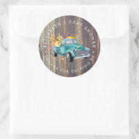 Blue Truck | Drive-By Baby Shower Thank You Favor Classic Round Sticker