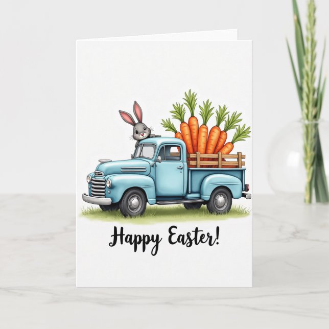 Blue Truck Easter Harvest Card (Front)