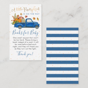 Blue Truck Fall Pumpkin Baby Shower Books for Baby Enclosure Card