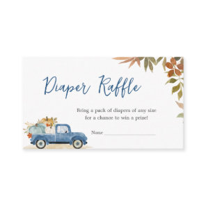 Blue Truck Fall Pumpkin Baby Shower Diaper Raffle Enclosure Card