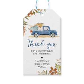 Blue Truck Fall Pumpkin Baby Shower Favor Tags