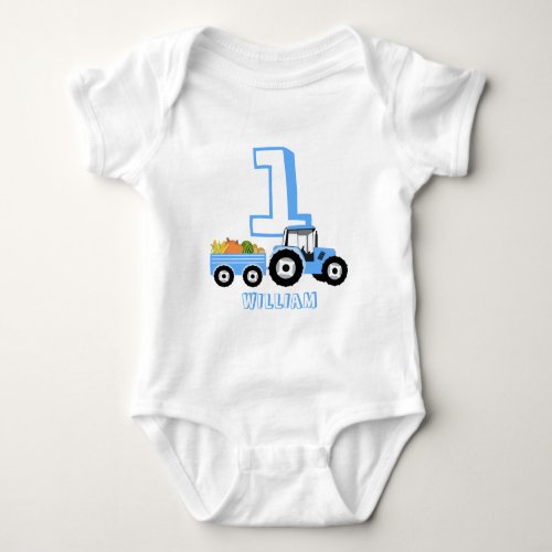 Blue Truck Farm Produce Birthday Boy Baby Bodysuit