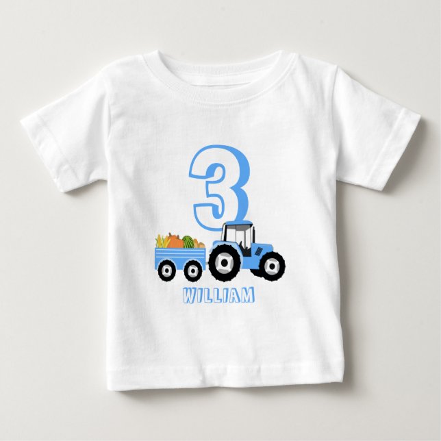 Blue Truck Farm Produce Birthday Boy Baby T-Shirt (Front)