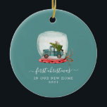 Blue Truck | First Christmas New Home Ceramic Orna Ceramic Ornament<br><div class="desc">This collection depicts an iconic holiday scene: the family car bound for home with the perfect Christmas tree on top. Full of charm these designs invoke festive nostalgia. Moving into your first home is a big deal. A new home ornament makes the perfect gift to mark this milestone. A new...</div>