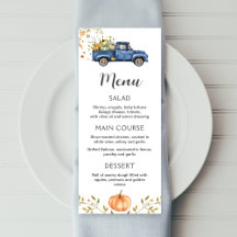 Blue truck menu, editable pumpkin printable menu