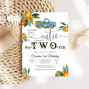 Blue Truck Orange Birthday Invitation