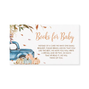 Blue Truck Pumpkin Baby Shower Books for Baby Enclosure Card