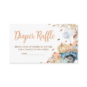 Blue Truck Pumpkin Baby Shower Diaper Raffle Enclosure Card