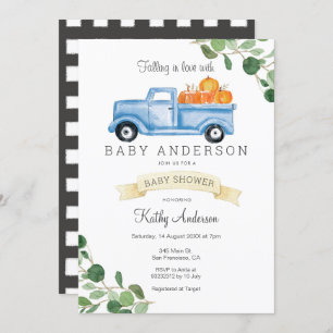 Blue Truck Pumpkin Baby Shower Invitation