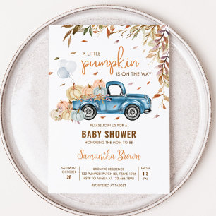 Blue Truck Pumpkin Baby Shower Invitation