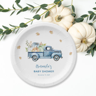 Blue Truck Pumpkin Baby Shower Paper Plates
