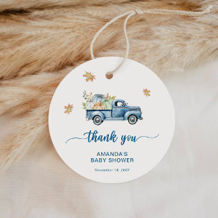 Blue Truck Pumpkin Baby Shower Thank You Favor Tags