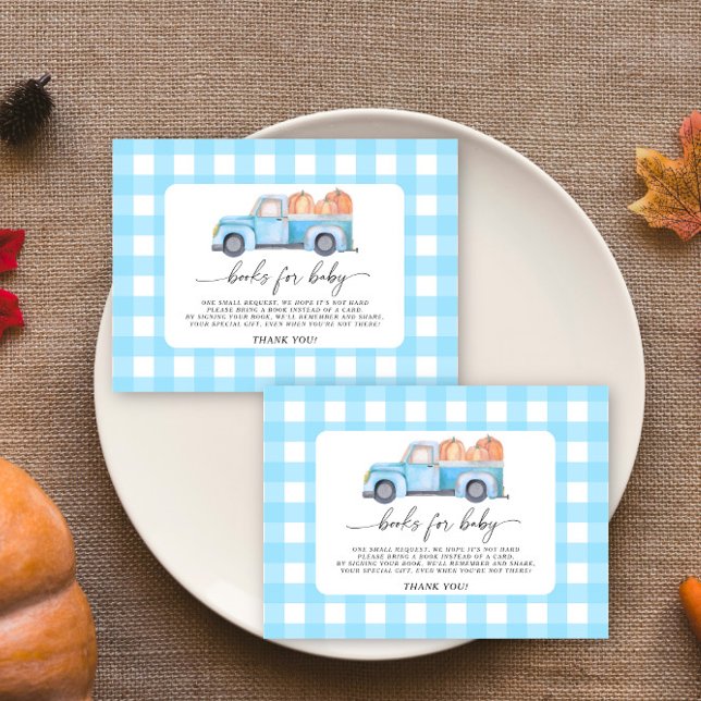 Blue truck pumpkin books for baby ticket enclosure card (Creator Uploaded)