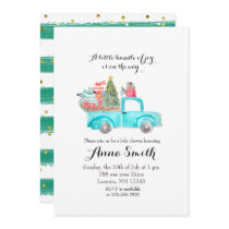 Blue truck snowflakes Christmas boy baby shower Invitation