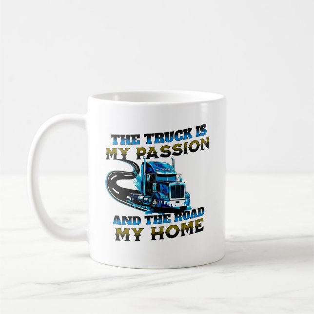 Blue Truck Speed Road Passion Home Driver Design Coffee Mug (Left)