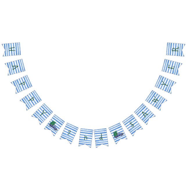 Blue Truck Tree Themed  Birthday Banner (All)