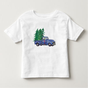 Blue Truck Tree Themed Birthday Shirt