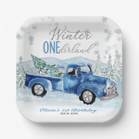 Blue Truck Winter Onederland Boy First Birthday