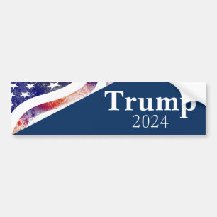 Blue Trump 2024 Faded American Flag Campaign Bumper Sticker