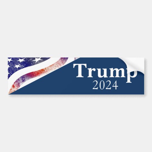 Blue Trump 2024 Faded American Flag Campaign Bumper Sticker