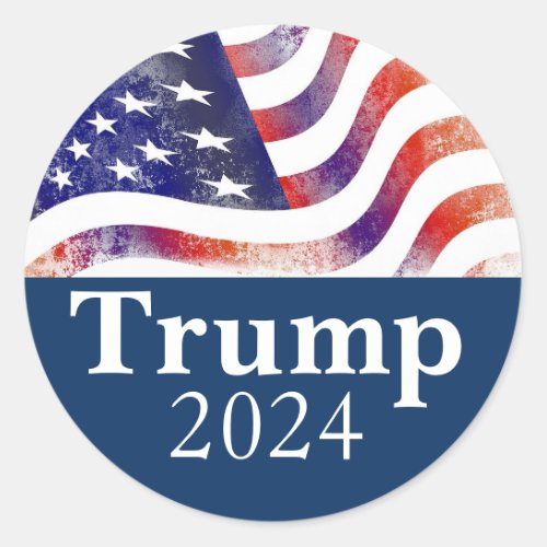 Blue Trump 2024 Faded American Flag Campaign Classic Round Sticker
