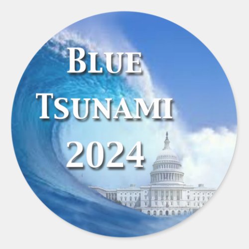 Blue Tsunami Election 2024 Classic Round Sticker