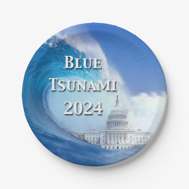 Blue Tsunami Election 2024 Paper Plates (Front)