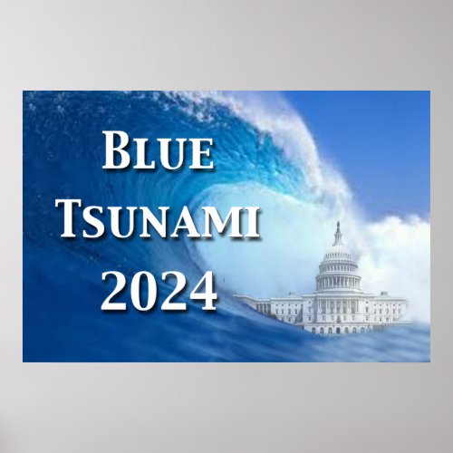 Blue Tsunami Election 2024 Poster