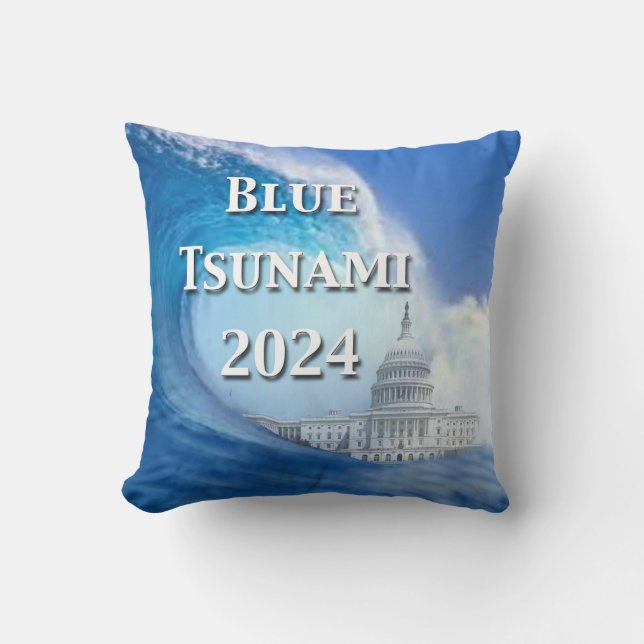 Blue Tsunami Election 2024 Throw Pillow (Front)