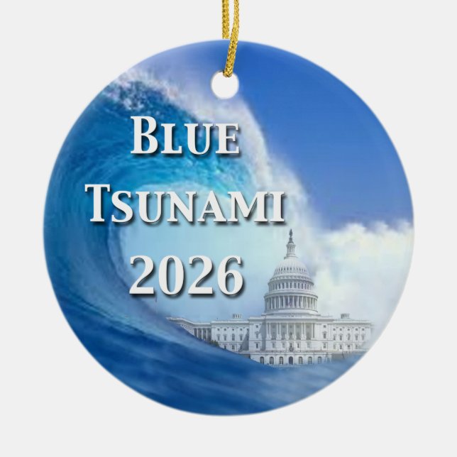 Blue Tsunami Election 2026 Ceramic Ornament (Front)