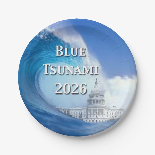 Blue Tsunami Election 2026 Paper Plates (Front)