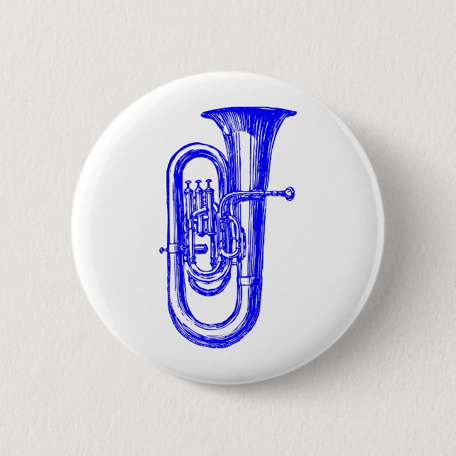Blue Tuba Pinback Button (Front)
