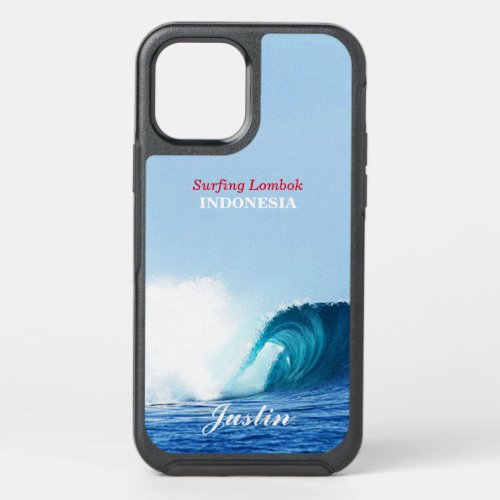 Blue Tube Wave Surf Lombok Indonesia Personalized OtterBox Symmetry iPhone 12 Pro Case