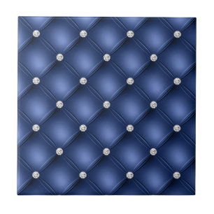 Blue Tufted Small Square Decorative Pattern Ceramic Tile