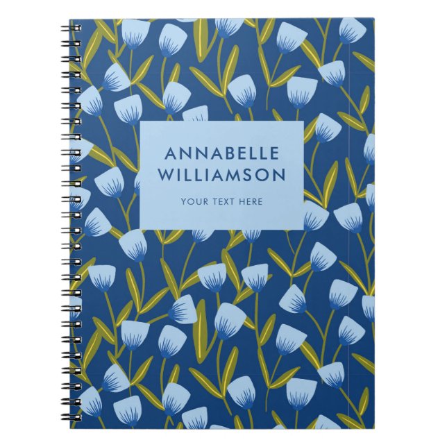 Blue Tulip Floral pattern Notebook (Front)